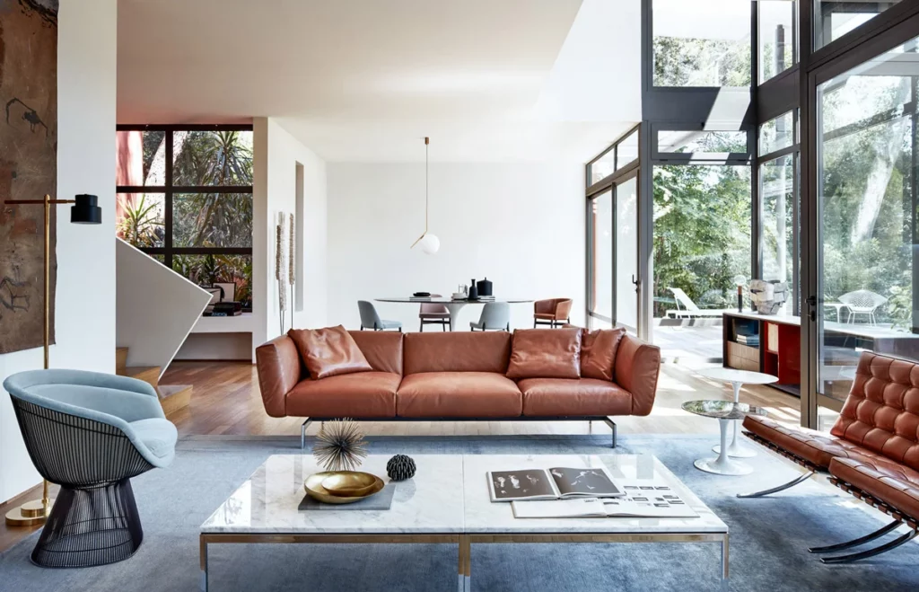 brown-leather-couches-sophisticated-living-room