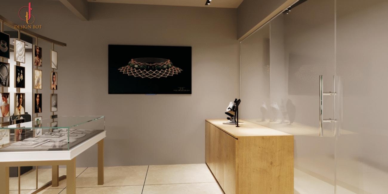 Diamond showroom interior design in Noida Sector 62 – 6C Diamond Showroom