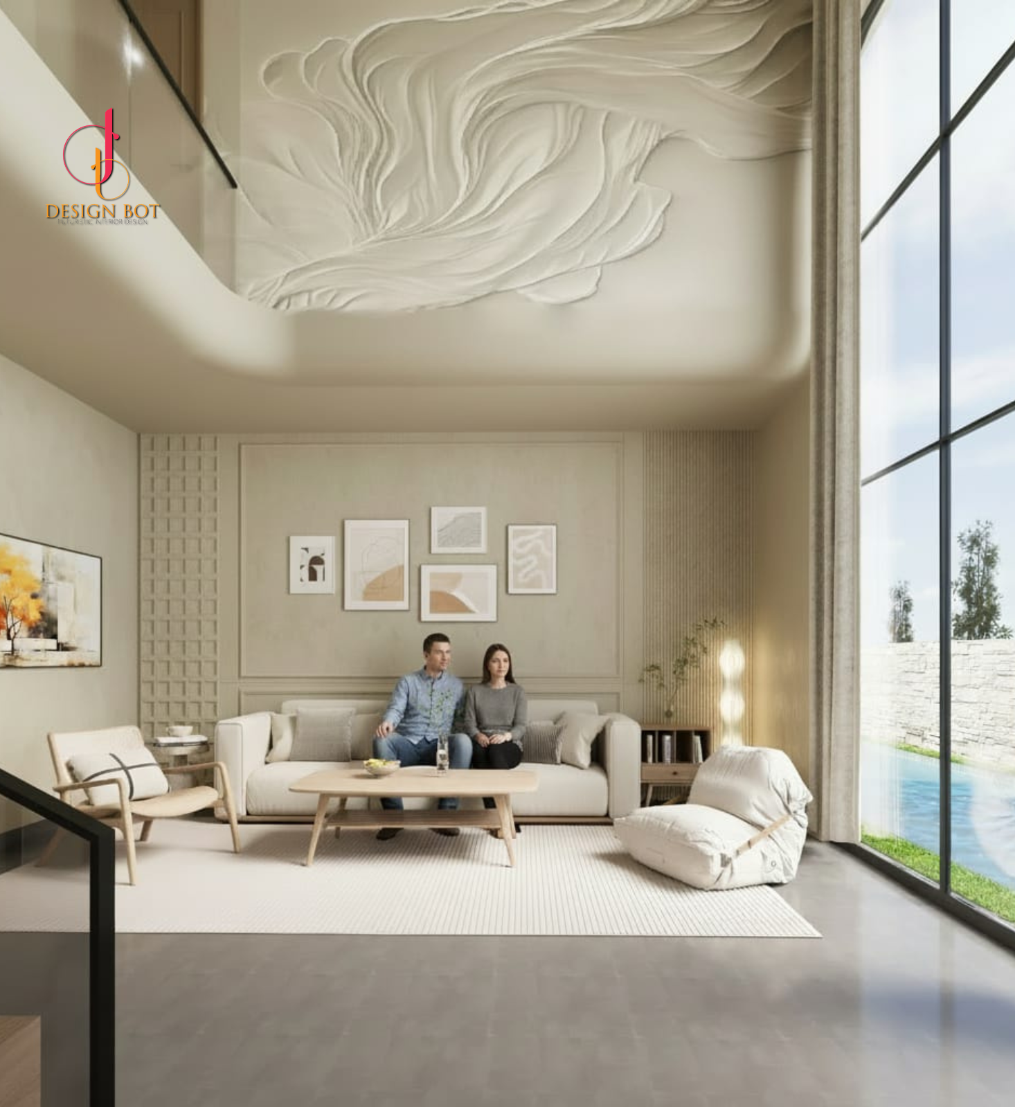 Luxury living room interior design in Goa residence