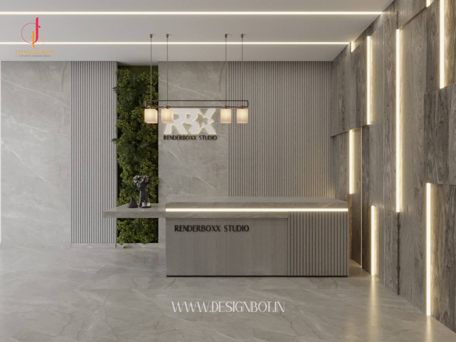 Corporate reception interior with clean and modern aesthetics – Jaipur office design